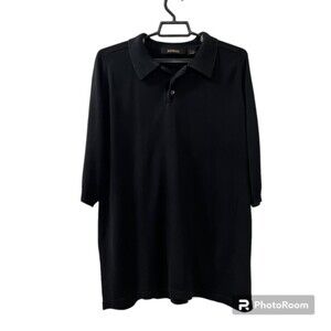 Bachrach Mens Black Silk Cotton Blend Polo Golf Shirt Size 2XL